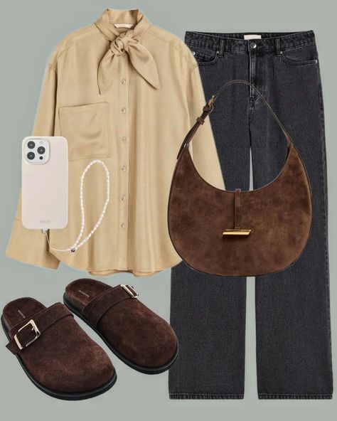 Two different looks /ootd casual style, or to translate it in german "lässig" with ladie's mules suede material combined with in denim dark grey & diverse version of brown. Adding a shirt or a knit vest. #lässigerstil #ootdcollage #mulesfashion #casualoutfit #denimstyle #suedefootwear #streetstyle #fashioncollage #fashiondetails #modeblogger #mulesanddenim #ootdideas #knitvest #shirtstyle #herbstlook #trendyoutfit #fashioninspiration #outfitpost #styleinspo #outfitcombination Suede Shirt Outfit, Minimalist Closet, Fashion Collage, Outfit Combinations, Suede Material, Knit Vest, Outfit Posts, Fashion Details, Denim Fashion