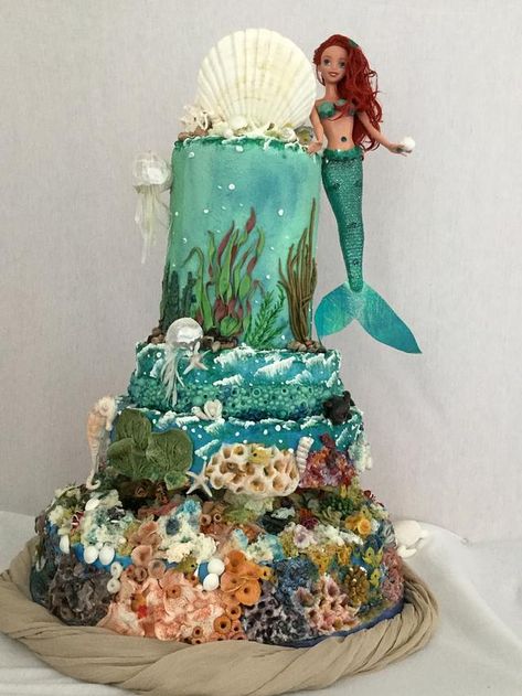 My cake under the sea theme,all techniques learned from a fabulous teacher Mercedes strawovsky a lovely person ,thanks Cake Under The Sea, Mermaid Theme Cake, Under The Sea Cakes, Lovely Person, Fashion Cake, Sea Cakes, 10 Cake, Under The Sea Theme, Mermaid Cakes