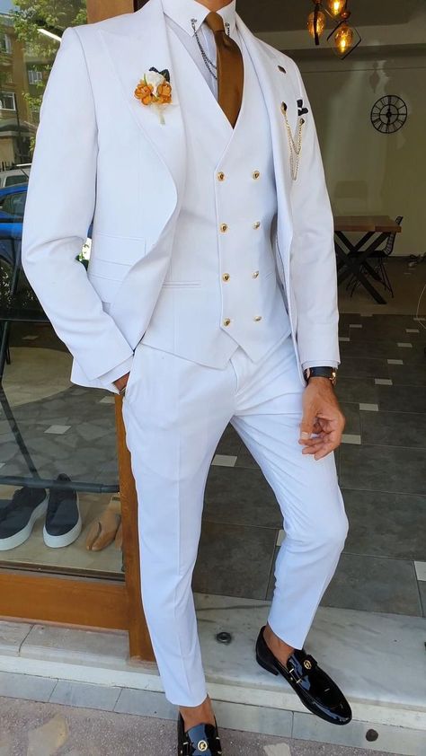 White Wedding Suits For Men, Mens White Suit, Suit For Men Wedding, Wedding Suits For Men, White Wedding Suit, Slim Fit Suit Men, Dress Suits For Men, Designer Suits For Men, White Suit