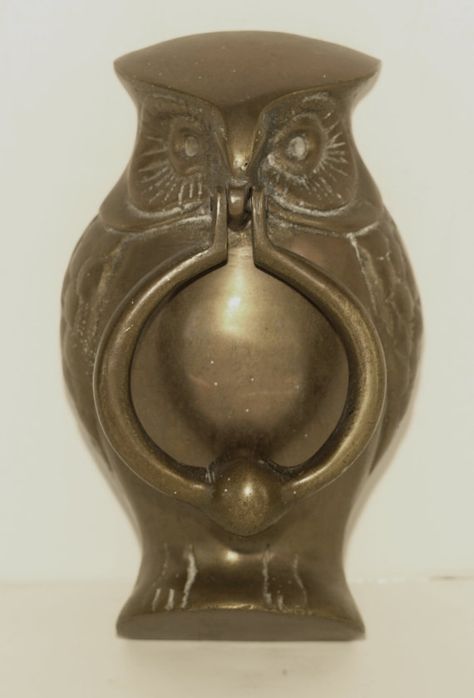 Vintage Bronze or Brass Door Knocker by AnnaOliveDesigns on Etsy-  bought it! Increase Curb Appeal, Owl Door, Door Knobs And Knockers, Brass Door Knocker, Owl Collection, Spruce Up Your Home, The Continental, Door Knocker, Brass Door