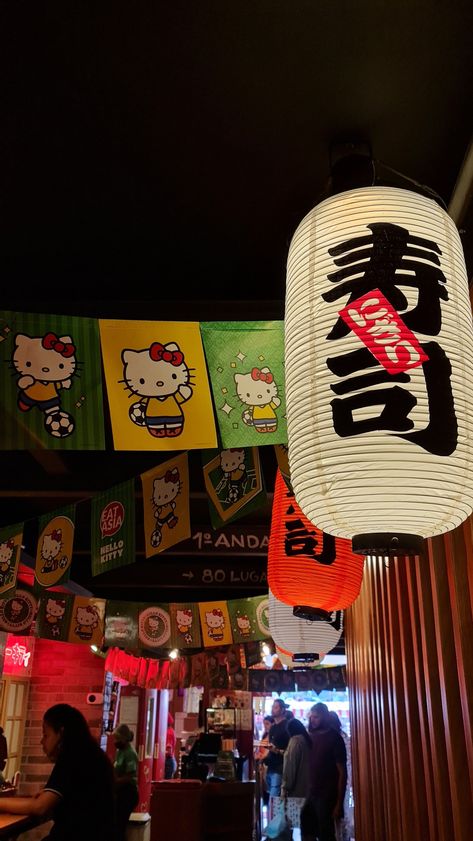 hello kitty restaurant aesthetic Asian Night Market, Hello Kitty Restaurant, Restaurant Aesthetic, Night Market, Weekend Vibes, Travel Goals, Fake Story, Lei, Hello Kitty