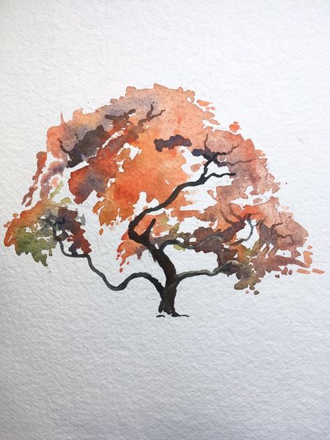 Japanese Maple Leaf Drawing, Japanese Maple Tattoo, Japanese Tree Tattoo, Japanese Watercolor Paintings, Winter Tattoos, Watercolour Japanese, Maple Leaf Drawing, Green Japanese Maple, Tree Tattoo Art