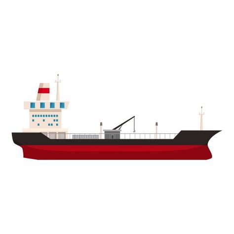 Tanker Ship, Truck Icon, Ship Vector, Oil Tanker, Waves Background, Cargo Shipping, Blue Clouds, White Clouds, Cartoon Icons