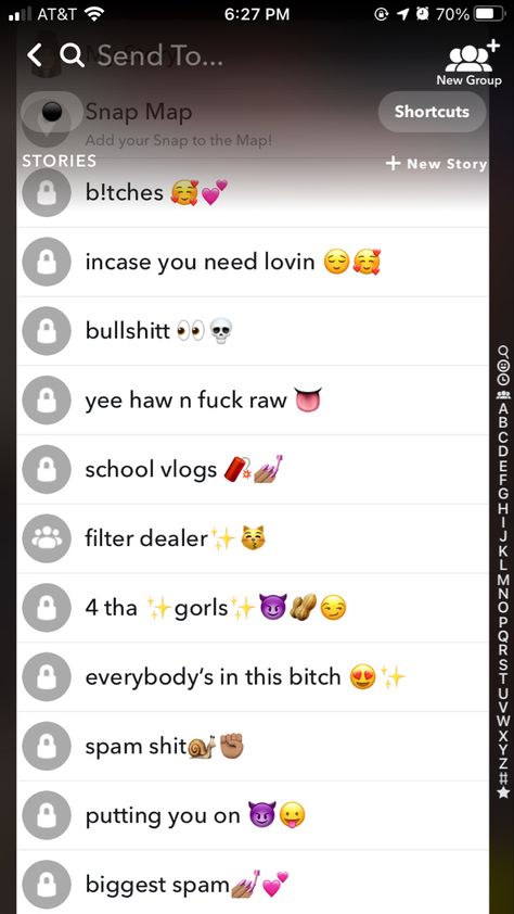 Main Private Story Names, Funny Private Story Names Snapchat Ideas, Good Snapchat Names, Snapchat Names List, Ariana Lima, Bsf Emojis, Funny Snapchat Names, Combo Emoji, Private Story Names