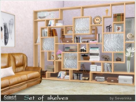 Set of eight different shelves in a variety of styles. The set includes floor and wall shelves. Floor shelves can be used as a room divider. Found in TSR Category 'Sims 4 Miscellaneous Sets' Sims 4 Cc Shelves, Living Room Objects, Sims 4 Cc Furniture Living Rooms, Shelves Decor, Sims 4 Clutter, Sims 4 House Building, Floor Shelf, Casas The Sims 4, The Sims 4 Download