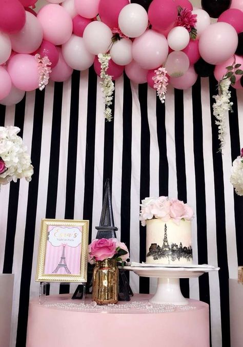 Paris Themed 40th Birthday Party, Paris Birthday Party Ideas For Adults, France Birthday Party, Paris Birthday Party Ideas Decoration, French Party Decorations, Parisian Themed Party, French Themed Birthday Party, French Themed Birthday, Paris Birthday Party Ideas