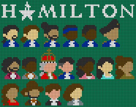 Alpha pattern #74600 | BraceletBook Hamilton Pixel Art, Hamilton Perler Beads, Broadway Perler Beads, Hamilton Crochet Patterns Free, Hamilton Alpha Pattern, Hamilton Crochet, Hamilton Cross Stitch, Hamilton Cross Stitch Patterns, Parlor Beads