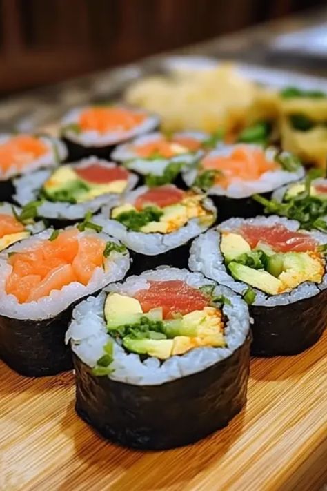 Looking to make a delicious meal at home? Try these easy DIY sushi roll recipes that anyone can follow! Whether you're a sushi lover looking to impress your friends or just want to use up leftover rice, this step-by-step guide will show you how to create various homemade sushi rolls. Fill them with your favorite ingredients like avocado, fish, or veggies for a tasty touch. Perfect for parties or a fun date night, these sushi rolls will wow everyone! Time to roll up your sleeves and make some incredible sushi at home! Cooked Shrimp Sushi Rolls, Easy Diy Sushi, Diy Sushi Rolls, Easy Homemade Sushi, Avocado Fish, Sushi Rolls Recipe, Making Sushi At Home, Types Of Sushi Rolls, Homemade Sushi Rolls