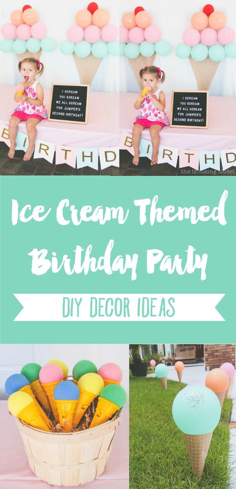 Ice Cream Themed Birthday Party, Ice Cream Themed Birthday, Ice Cream Birthday Party Theme, Diy Party Ideas, Ice Cream Party Theme, Ice Cream Party Decorations, Birthday Party Diy, Ballon Party, Ice Cream Birthday Party