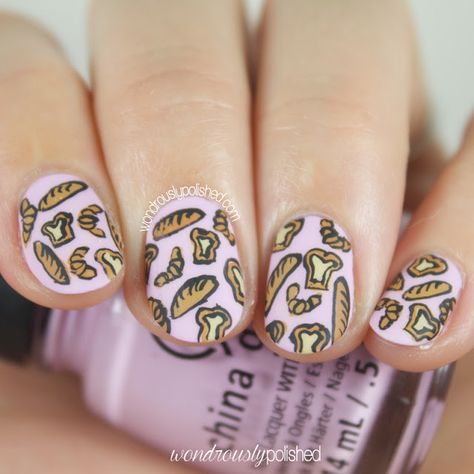 The Digital Dozen does Food - Day 5: Grains (Bread!) Bread Nails, Food Nail Art, Food Nails, Nail Art Tutorials, Delicious Bread, Busy Board, Beauty Nail, Funky Nails, Cute Nail Designs