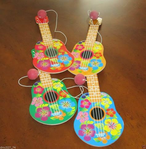 Hawaiian Party Games, Luau Games, Guitar Template, Hawaiian Decorations, Luau Party Games, Village School, Hawaiian Crafts, Hawaii Theme, Aloha Party