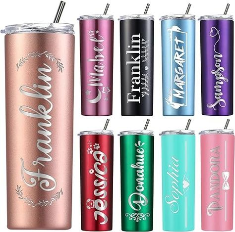 Personalized Tumblers with Lids and Straws, Custom Laser Engraved Skinny Tumbler, Customized 20 oz Skinny Tumbler with Name Gift for Women Men Mothers Day Fathers Day Graduation Birthday Anniversary Tumbler With Name, Father Christmas Gifts, Reusable Tumbler, Gifts For Birthday, Favorite Fonts, Personalized Tumbler, Gifts For Your Mom, Tumbler Gift, Cricut Projects Vinyl