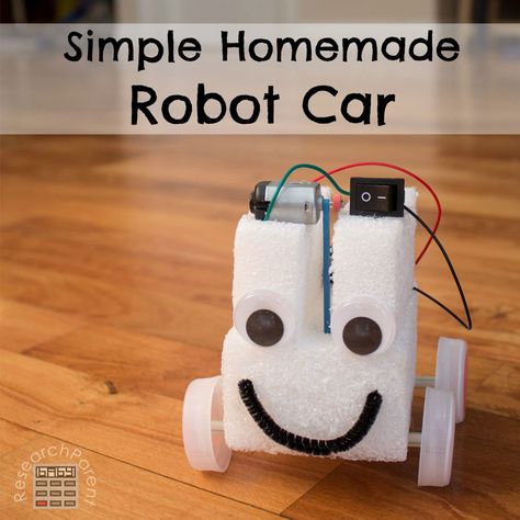 Step-by-step picture tutorial for a fun, simple first robotics project for kids using a motor, battery pack, and switch. Kids Engineering Projects, Homemade Robot, Electrical Engineering Projects, Robotics Projects, Diy Robot, Kid Experiments, Science Projects For Kids, Project For Kids, Fair Projects