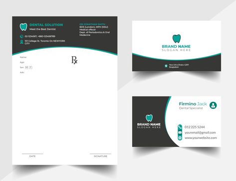 Dental Clinic Business Card, Dr Visiting Cards Design, Dentist Prescription Pad Design, Medical Prescription Design Creative, Medical Letterhead Design, Medical Stationary Design, Dental Clinic Name Board Design, Doctors Prescription Design, Doctor Letterhead Design