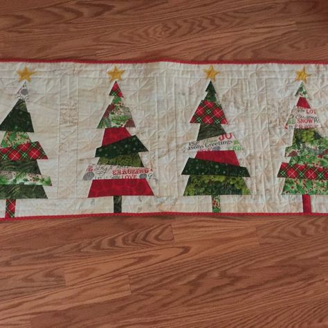 Crazy Christmas Tree Table Runner Crazy Christmas Tree Table Runner Pattern, Crazy Tree Table Runner, Crazy Christmas Tree Pattern, Christmas Tree Table Runners, Christmas Tree Runner, Quilted Christmas Table Toppers, Crazy Christmas Trees Table Runner, Repurpose Quilt, Christmas Tree Table Runner Pattern