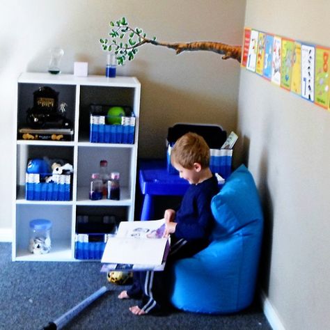 A peek inside a reader's play space... Instead of using a traditional time out that isolates the child I have made a calming "Chill Out" space in our house where my son can go to recentre, reconnec... Chill Out Corner, Calming Corner, Conscious Discipline, Calm Down Corner, Sensory Room, Classroom Behavior, Self Regulation, Classroom Environment, Positive Discipline