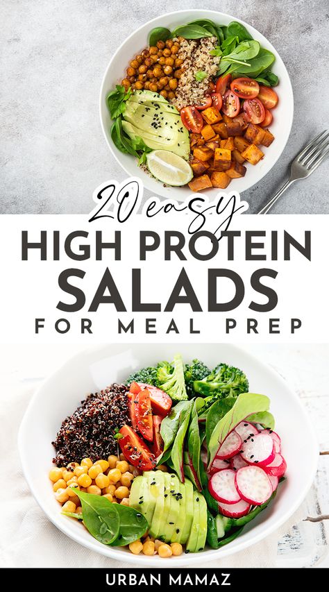 High Protein Salads Salads For Meal Prep, Protein Salads, Protein Salad Recipes, High Protein Salads, Protein Salad, Protein Lunch, High Protein Meal Prep, Low Carb Meal, Healthy High Protein Meals