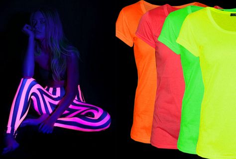 Black Light Party Outfit Ideas, Black Light Party Outfit, Glow Party Outfit, Neon Dance Party, Glow Outfits, Black Light Party, Neon Prom Dresses, Bright Yellow Dress, Spirit Week Outfits