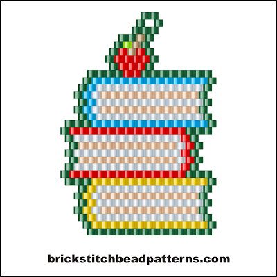 Stack of Books Back to School Free Beaded Earring Pattern 1  Free Stack of Books brick stitch seed bead Back to School earring or pendant pattern, color chart, labeled color chart, letter chart, and bead count.  Over 200 free brick stitch bead patterns at http://brickstitchbeadpatterns.com  .  .  .  #backtoschool #beading #jewelrymaking #diy #pattern Seed Bead Weaving, Seed Bead Bracelet Patterns, Miyuki Beads Pattern, Beaded Jewelry Pattern, Beaded Earrings Tutorials, Beaded Earring, Beading Patterns Free, Brick Stitch Earrings, Brick Stitch Pattern