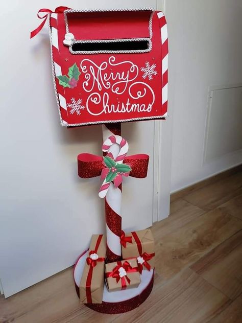 Santa Mail Box Ideas, Christmas Post Box Diy, Christmas Postbox Diy, Santa’s Mailbox Diy, Santas Mail Box Diy, Diy Santa Mailbox Ideas, Santa Mailbox Ideas Diy, Christmas Toy Drive, Homemade Christmas Ornaments Diy