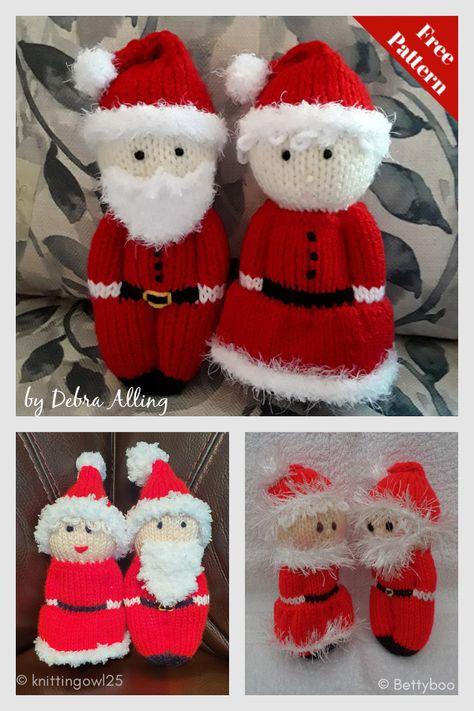 Knit Doll Hat, Christmas Toy Knitting Patterns, Knitted Santa, Christmas Knitting Projects, Knitted Christmas Decorations, Knitted Dolls Free, Christmas Knitting Patterns Free, Kids Knitting, Miniature Knitting