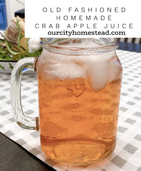 It is super simple to make homemade crab apple juice without a juice press. I like making crab apple juice the old fashioned way -- much like you do jelly, without a juicer! It makes such a delicious, crisp tasting juice with no pulp. Crab Apple Juice Without A Juicer, Crab Apple Cider Recipe, Crab Apple Crisp, Apple Juice Benefits, City Homestead, Cream Of Tartar Recipe, Crab Apple Recipes, Crab Apple Jelly, Homemade Apple Juice