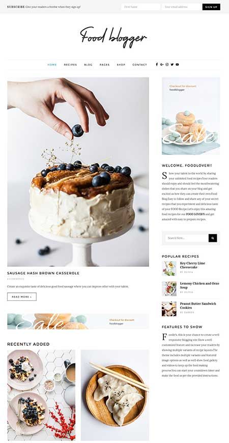 Food Blog Design, Blog Theme Ideas, Food Website Design, Bakery Website, Blog Layout Design, Food Web Design, Blog Website Design, Blog Websites, Blog Layout