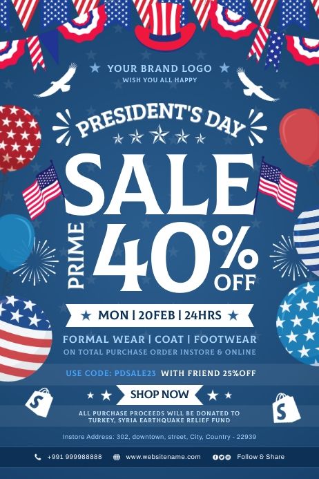 Happy Presidents Day, Presidents Day Sale, Presidents Day, Online Ads, Poster Template, Sale Poster, Brand Logo, Coding, Design