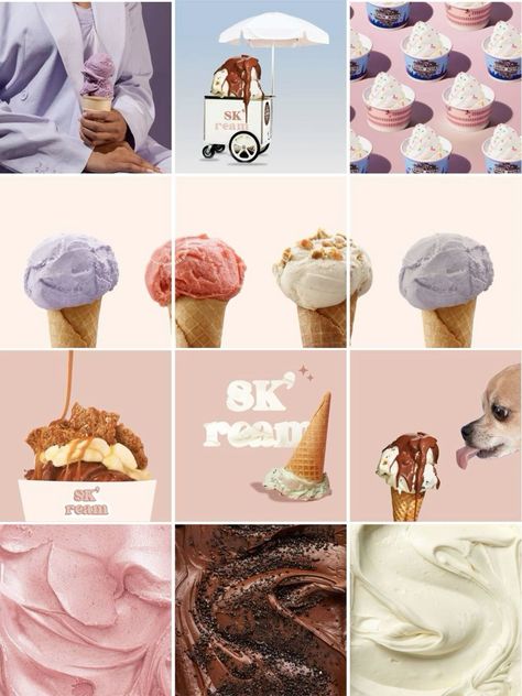 Social Media Design For Ice Cream | Helinmai Gelato Brands, Instagram Design Layout, Cookies Branding, Coffee Shop Branding, Instagram Feed Layout, Ice Cream Design, Ice Cream Brands, Minimal Photography, Ice Cream Social