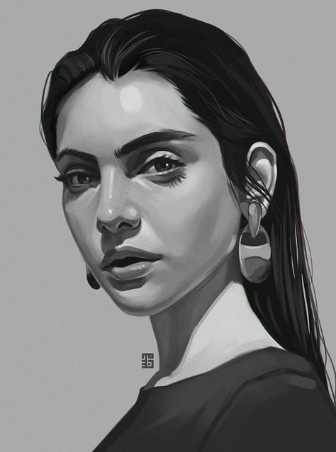 Fearful Expression, Skull Digital Art, Value Study, Arte Pulp, Digital Painting Portrait, Digital Portraits, 얼굴 그리기, Photoshop Painting, Digital Portrait Art