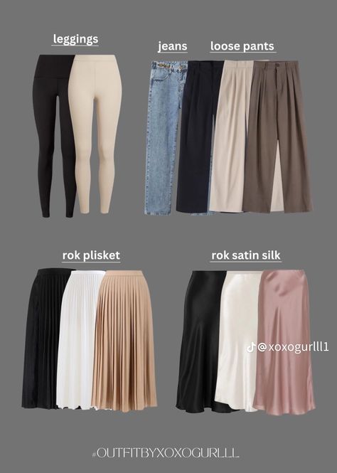 Hijab Essentials Fashion, Wife Leg Pants Outfit Casual, Basic Items Clothing, Capsule Wardrobe For Hijabi, Modest Wardrobe Capsule, Hijabi Wardrobe Essentials, Must Have Tops For Women, Modest Wardrobe Essentials, Essential Clothes For Women Closet