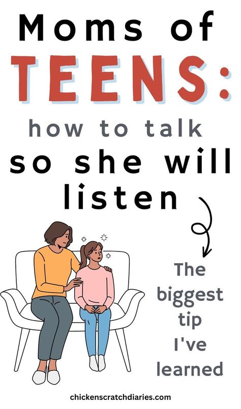 Graphic of mom and teen daughter with text "Moms of teens: how to talk so she will listen: the biggest tip I've learned" Tips For Moms, Raising Girls, Teenage Daughters, How To Say, Daughter Quotes, What To Say, Parenting Quotes, Say What, You Really