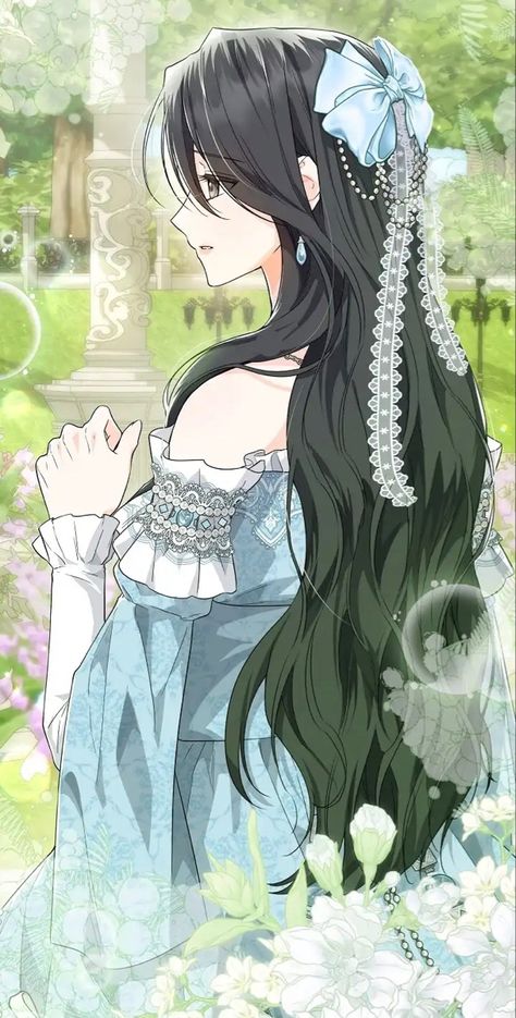 Manhwa Girls Historical, Black Hair Princess Art, Anime Princess Black Hair, Manhwa Aesthetic, Princess Anime, Black Butler Characters, Queen Anime, Anime Black Hair, Fantasy Princess