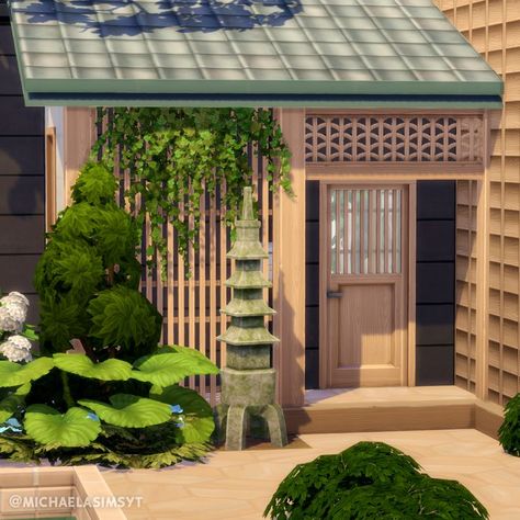 Modern Japanese Loft 🌿 A fairly small lofted modern home for 2 sims with a hot spring and a small side yard! The home has a very Japanese feel with modern touches. No CC and Maxis Match the sims 4 house exterior || the sims 4 exterior || the sims 4 house || the sims 4 house ideas || sims 4 houses || sims 4 house plans #thesims4 #simshouse #simsbuild #showusyourbuilds #sims4maxismatch #sims4housebuild #simshome #dreamhouse #sims Japanese Small House Plan, Sims 4 Japanese House Layout, Sims Japanese House, Japanese Sims 4, Sims 4 Builds No Cc, Japanese House Plan, Sims 4 Japanese Cc, Japanese House Modern, Japanese Loft