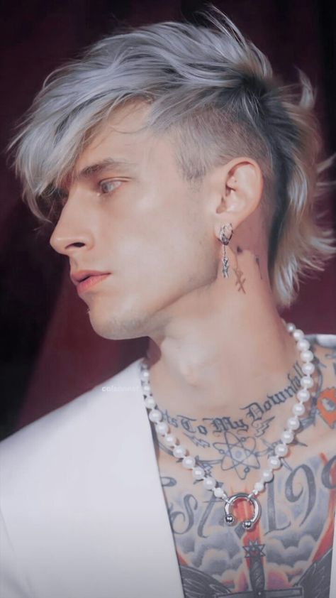 Rocker Mullet Men, Men Punk Hair, Mens Punk Hairstyles, Mgk Mohawk, Edgy Male Hairstyles, Punk Male Hairstyles, Men’s Punk Hair, Punk Mens Hair, Undercut Mens Hair