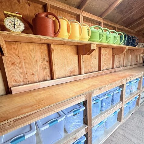 10 Shed Shelving Ideas | Family Handyman Inside Storage Shed Ideas, Shelves In Storage Shed, Garden Shed Organization Ideas Interiors, Shed Organization Ideas Diy Storage, Shed Organisation Ideas, Shed Shelves, Shed Alternatives, Shelves Shed, Organizing A Shed