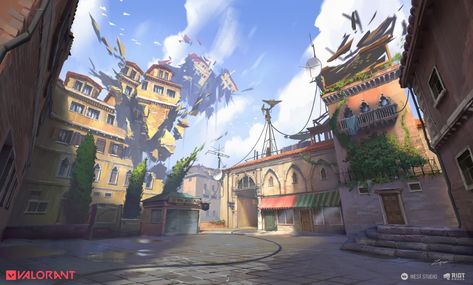 ArtStation - VALORANT_ASCENT, Pengzhen Zhang Valorant Environment, Thumbnail Background, Map Background, Map Wallpaper, Riot Games, Mission Impossible, Modern City, Visual Development, Original Wallpaper