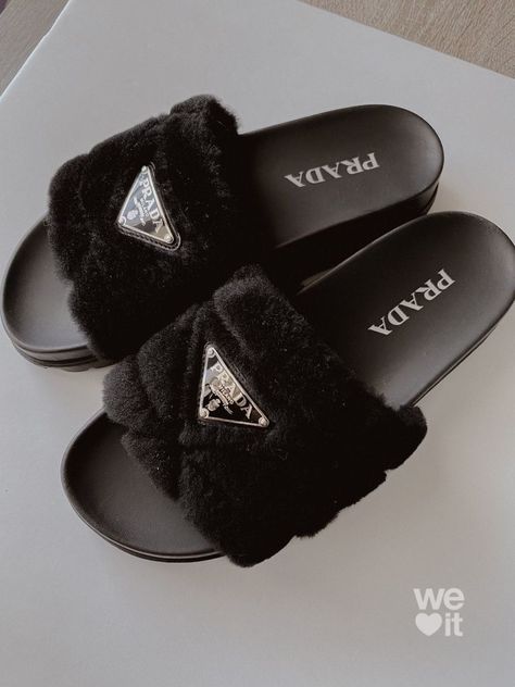 Prada Slides, Prada Aesthetic, Take More Photos, Dr Shoes, Golden Trio, Slides Women, Girly Shoes, Shoe Inspo, Swag Shoes