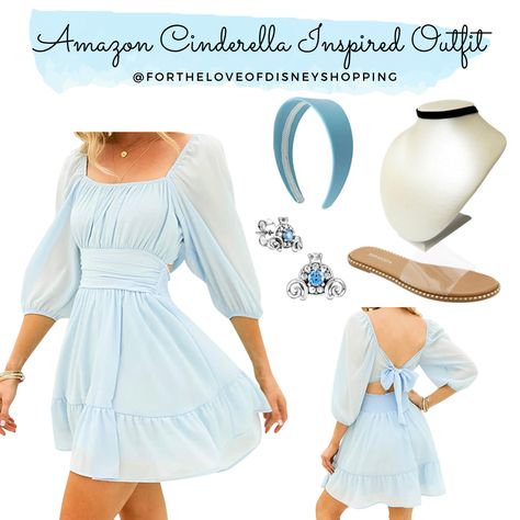 Disney Cinderella Outfits Women, Disney Princess Outfit Ideas For Women, Cinderella Themed Outfits, Cinderella Cosplay Dress, Casual Cinderella Outfit, Modern Day Cinderella Outfit, Disney Character Dress Up, Cinderella Outfit Ideas Casual, Cinderella Disney Bounding