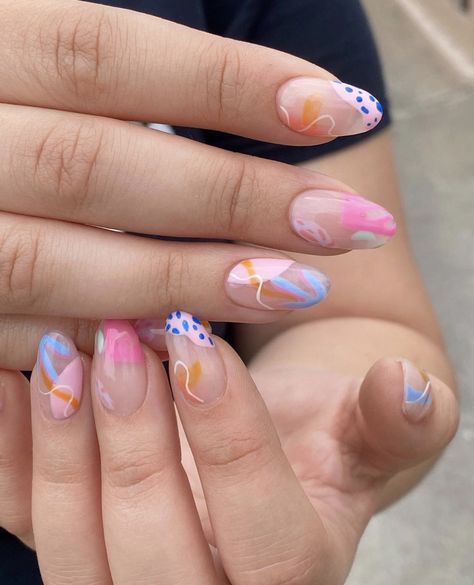 Spring Abstract Nails, Spring Abstract, Abstract Nails, Simple Gel Nails, Minimal Nails, Cute Gel Nails, Nail Swag, Nails Desing, Minimalist Nails