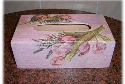 Tissue Box Crafts, Decoupage On Glass, Decoupage Jars, Box Painting, Decoupage Wood, Decoupage Glass, Box Crafts, Decoupage Box, Tissue Holder