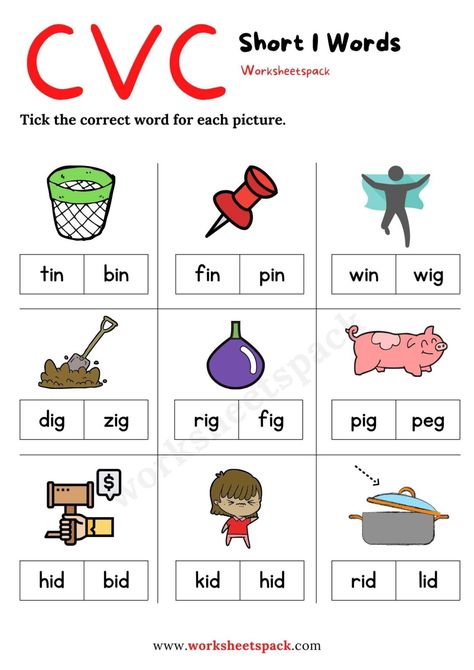 Short A Worksheets for Kindergarten Free PDF - worksheetspack Vowel And Consonant Worksheet For Kindergarten, Letter Writing Kindergarten, Short I Worksheets, Short A Worksheets, I Words, Short I Words, Cvc Words Worksheets, Family Word, Cvc Words Kindergarten