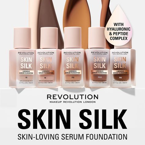 Makeup Revolution Makeup Revolution Foundation, Revolution Foundation, Serum Foundation, Cosmetic Packaging Design, Cosmetic Packaging, Makeup Revolution, Radiant Skin, Makeup Products, Packaging Design