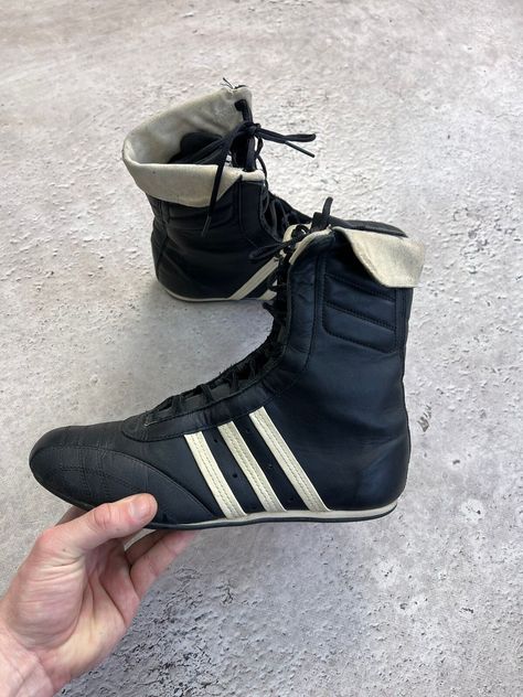 00s ARCHIVE ADIDAS Y-3 STYLE LEATHER MOTO BOOTS SNEAKERS Rare Nikes, Youtube Logo, Boots Sneakers, Men's Footwear, Leather Moto, Boots And Sneakers, Moto Boots, Adidas Men, Top Sneakers