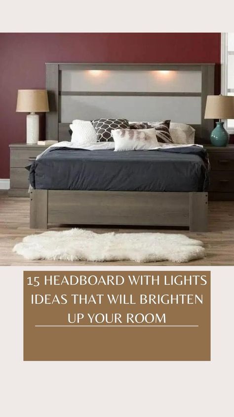 15 incredible headboards with lights ideas for every room in your home are included in this pin. I've included links to the online stores in the pin description. Check out these awesome headboards! King Headboard With Lights, Headboards With Lights, Bed With Lights Headboards, Headboard Lighting Ideas, Wood Wall Headboard, Hotel Headboard, Bed Headrest, Kid Bedrooms, Lights Ideas