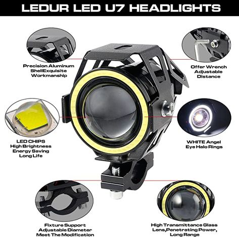 Amazon.com: LEDUR Motorcycle Auxiliary Lights LED Spot Driving R1200GS Fog Lights Turn Signal DRL Compatible with R1200GS F800GS K1600 KTM Fits Universal Motorcycle 40W 6000K Spot Driving Fog Lamps : Automotive Demon Angel, Motorcycle Led Lighting, Bike Lights Led, Motorcycle Headlight, Light Ring, Led Fog Lights, Led Spot, Bike Lights, Bike Style