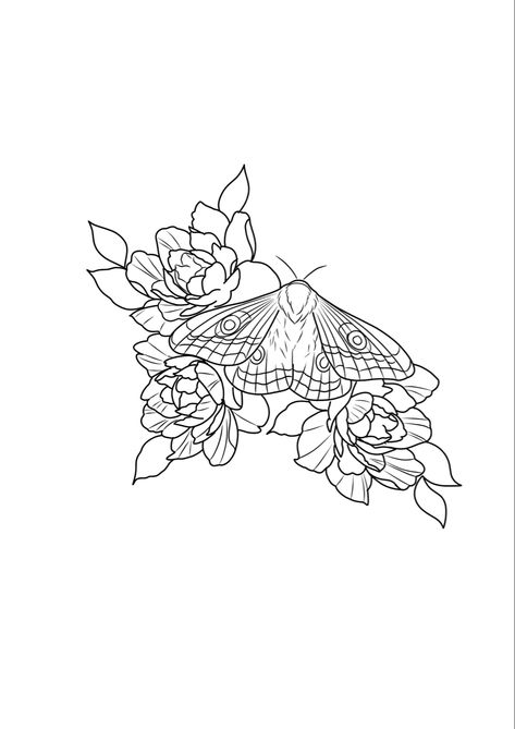 Moth Tattoo Design Thigh, Moth And Flowers Tattoo Design, Moth Tattoo Flowers, Moth And Flowers Tattoo, Moth With Flowers Tattoo, Fine Line Moth Tattoo, Rosy Maple Moth Tattoo, Moth And Flower Tattoo, Moth Tattoo Stencil