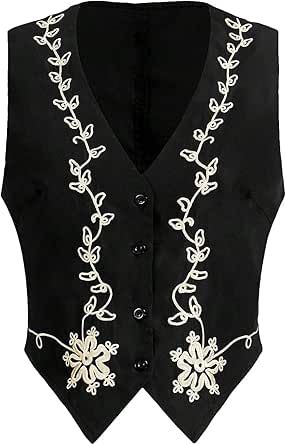 Floerns Women's Sleeveless Floral Embroidery Button Front Waistcoat Vest Jacket Embroidery Vest Outfit, Kurdish Clothes, Vest Outfits, Floral Embroidery, Vest Jacket, Fashion Show, For Free, Thing 1, Embroidery