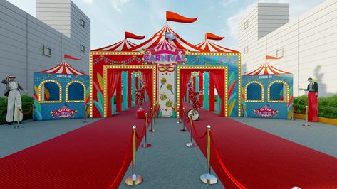 Carnival Theme Event, Circus Layout, Carnival Attractions, Carnival Stalls, Carnival Entrance, Carnival Booths, Gym Christmas, Food Fest, Post Apo