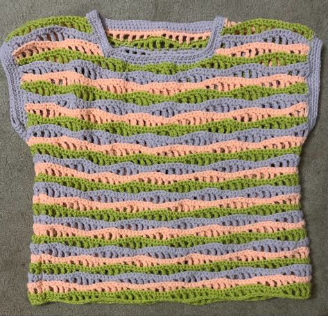 Wave stitch Crochet Waves Stitch, Wave Stitch Crochet Top, Wave Knit Stitch Pattern Free, Crochet Wave Stitch Bag, Cross Stitch Waves Pattern, Summer Crochet Top, Wave Stitch, Crochet Sweater Pattern Free, Summer Sweaters